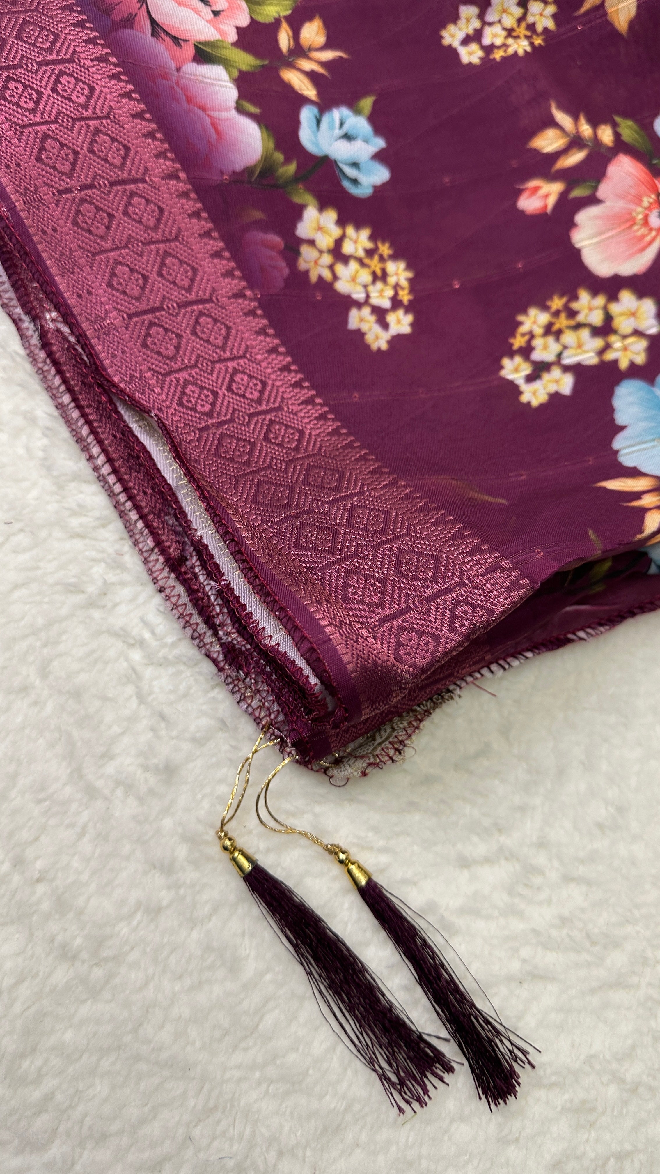 Wine Floral Kurta Set